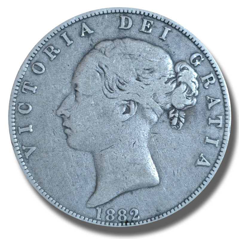 1882 United Kingdom Victoria Young Head Half Crown Silver Coin